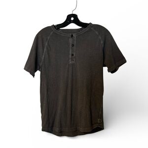 American Eagle Men's Small Washed Grey Henley 90s Grunge Skater Streetwear